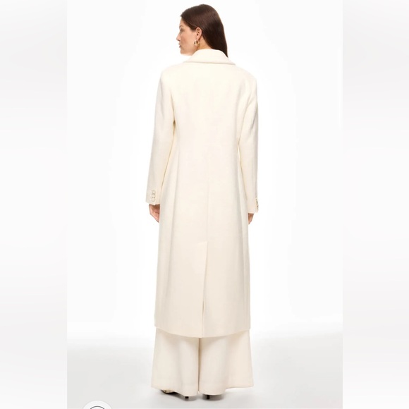 Ronny Kobo Collective White Tailored Long Wool Trench Peacoat Cream Sz 4 - Picture 3 of 16